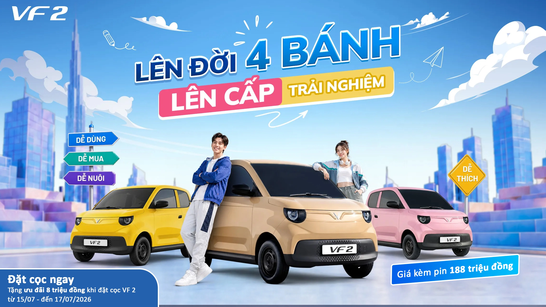 VinFast VF 2 chính thức nhận cọc từ ngày 15/7 đến 17/7/2026